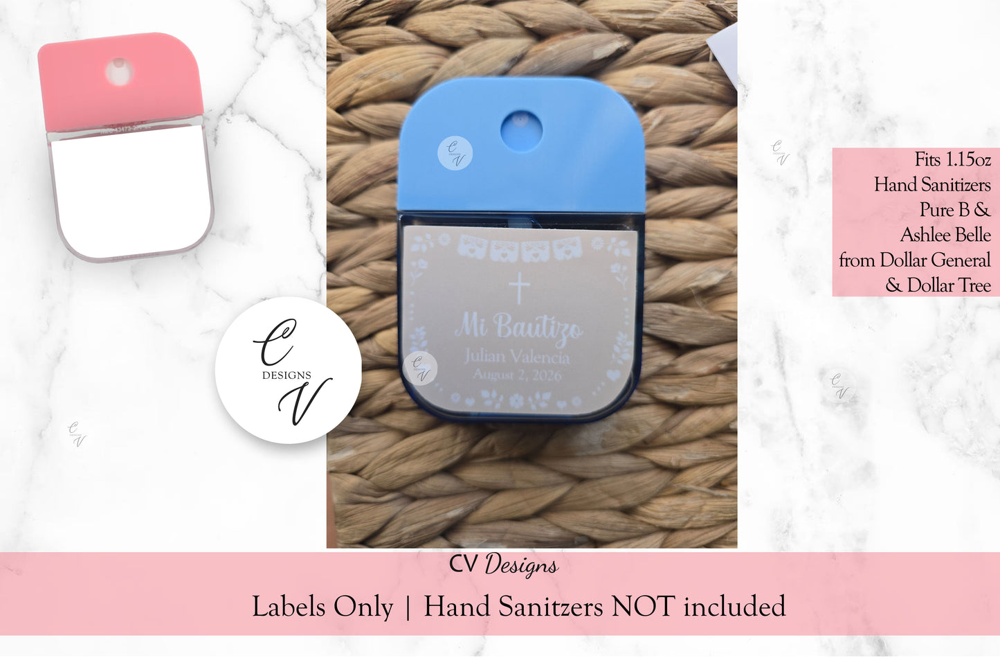 Pure B Custom Cielito Lindo Baptism Hand Sanitizer Labels