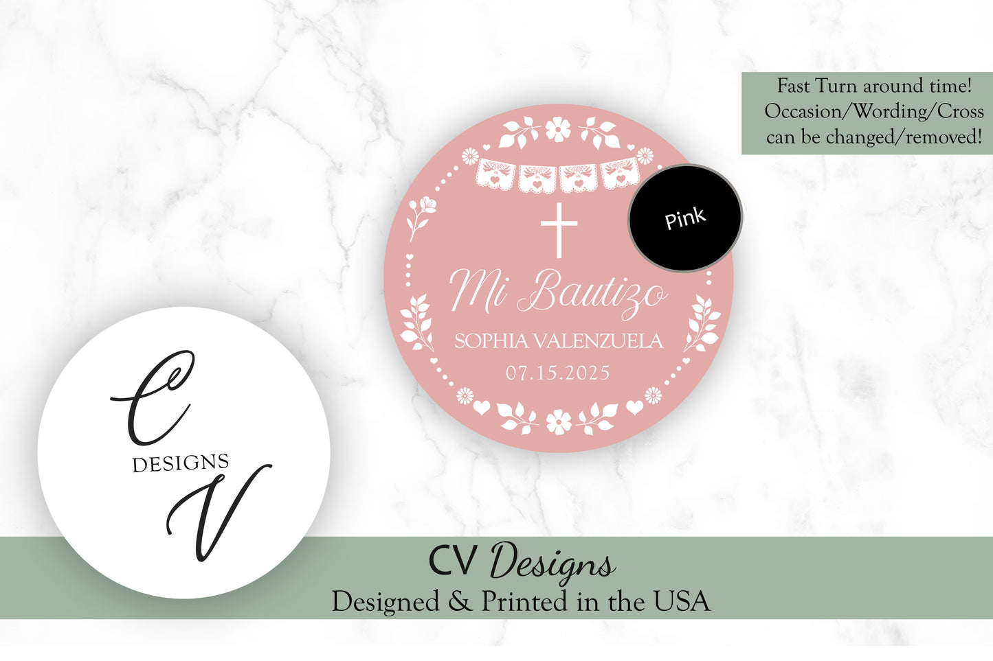 Cielito Lindo Baptism Any Occasion Stickers, 1.5", 2", or 3" Round