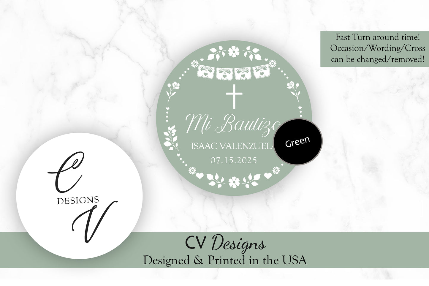 Cielito Lindo Baptism Any Occasion Stickers, 1.5", 2", or 3" Round