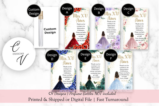 Quinceanera Perfume Favor Tags