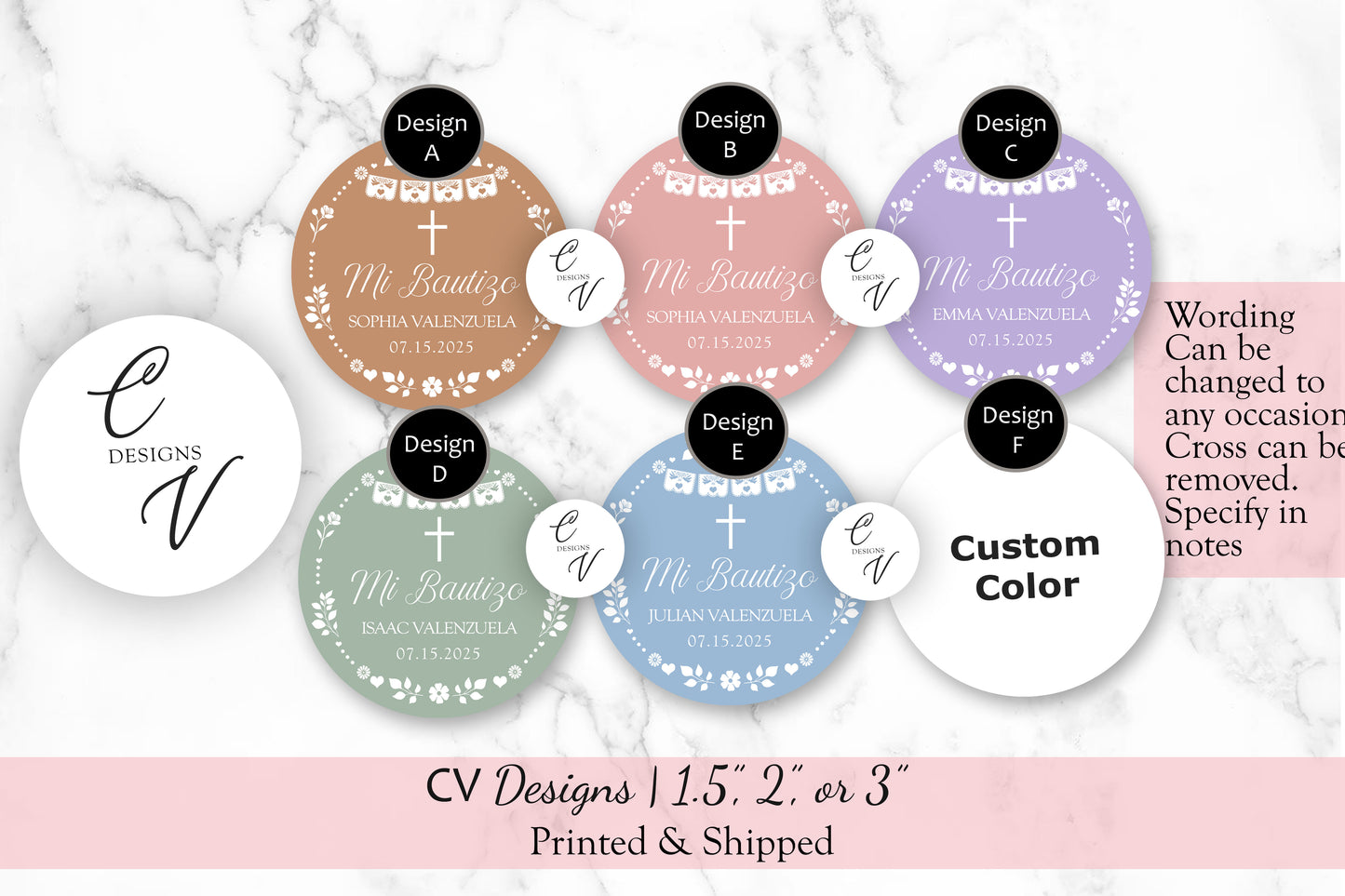 Cielito Lindo Baptism Any Occasion Stickers, 1.5", 2", or 3" Round