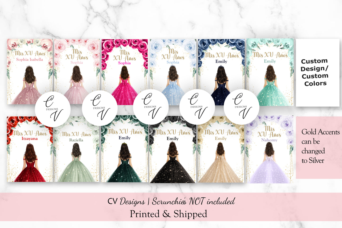 Quinceanera Scrunchie Tags