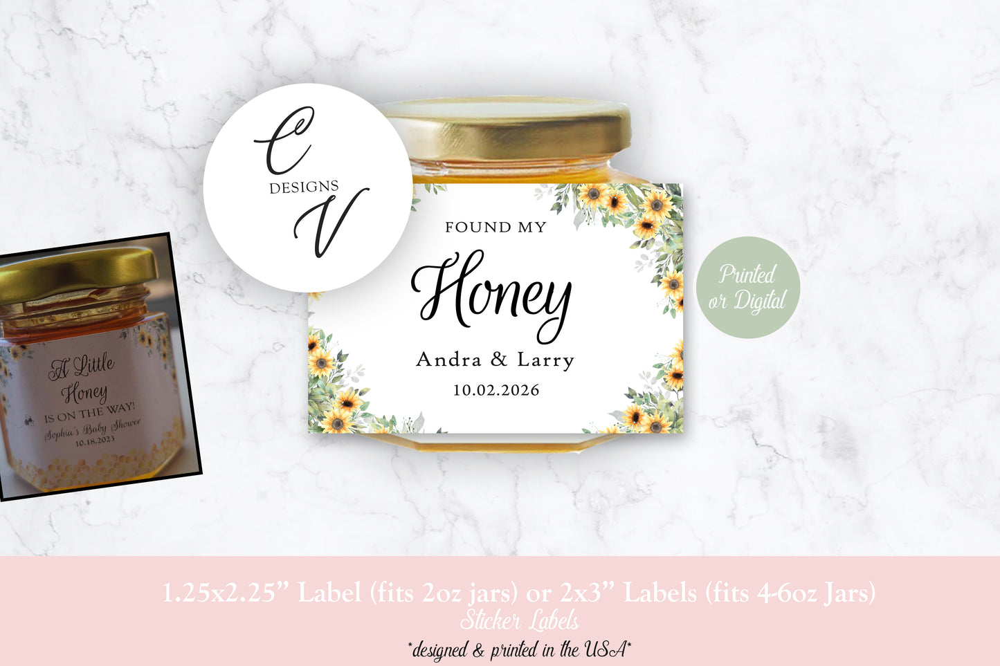 Sunflower Honey Jar Labels, Wedding Honey Sticker Labels, Found my Honey Wedding Labels, Found my Honey Labels, Honey Favor Labels