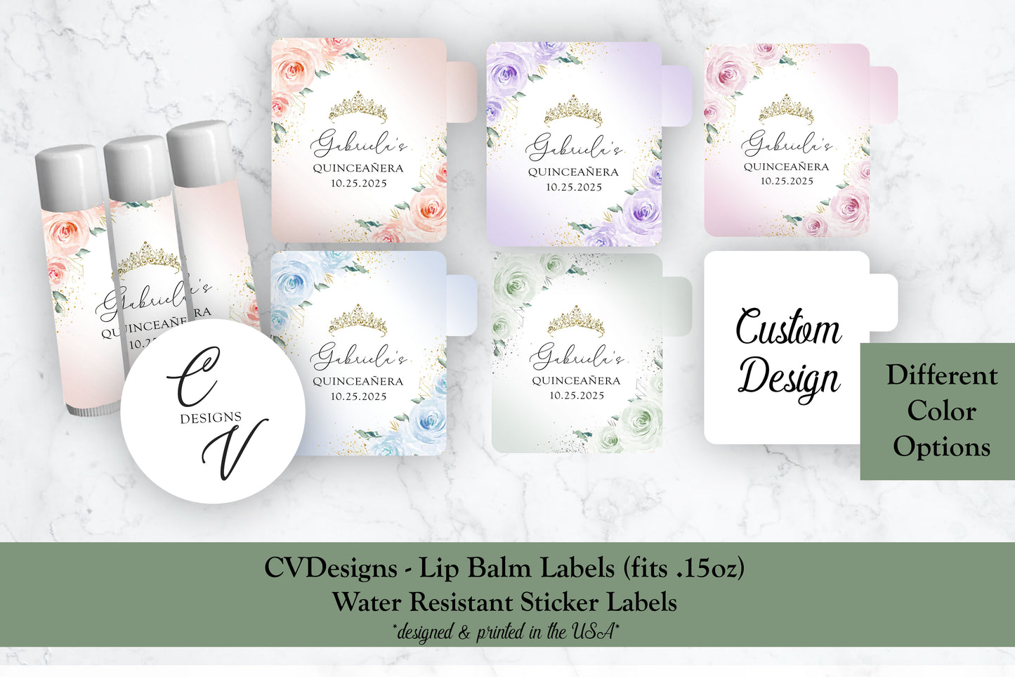 Quinceanera Lip Balm Labels