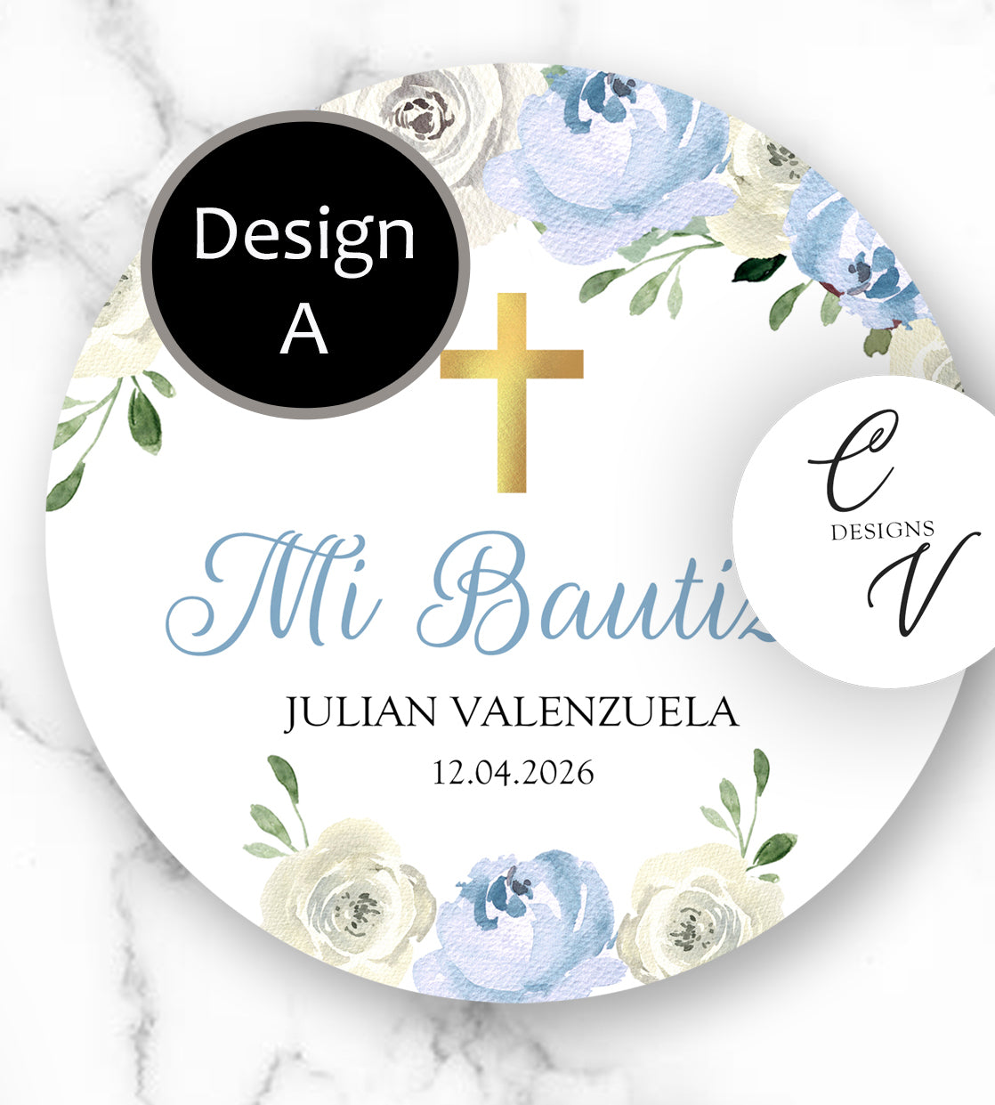 Baptism Blue Pink Any Occasion Stickers, 1.5", 2", or 3" Round