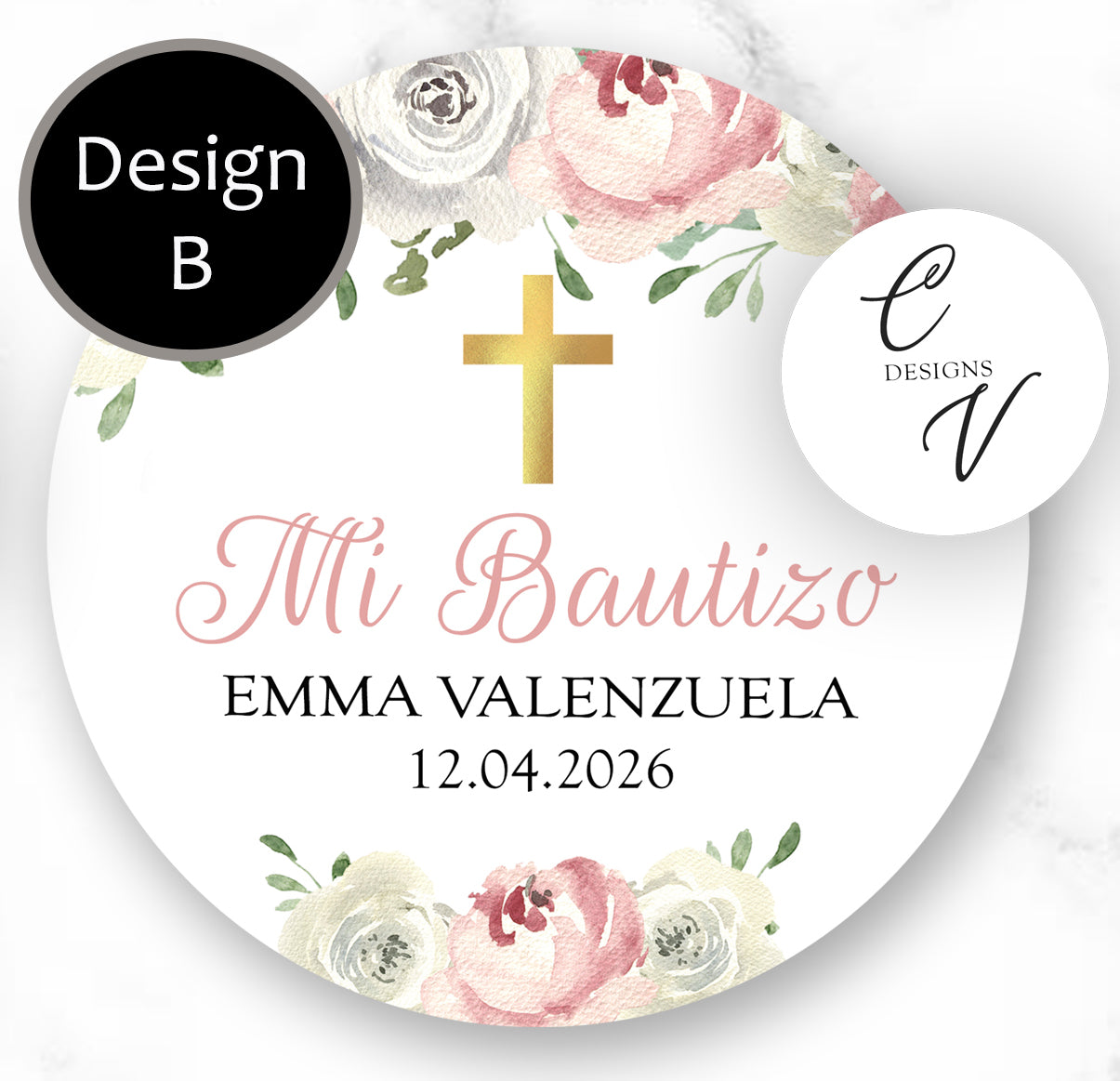 Baptism Blue Pink Any Occasion Stickers, 1.5", 2", or 3" Round