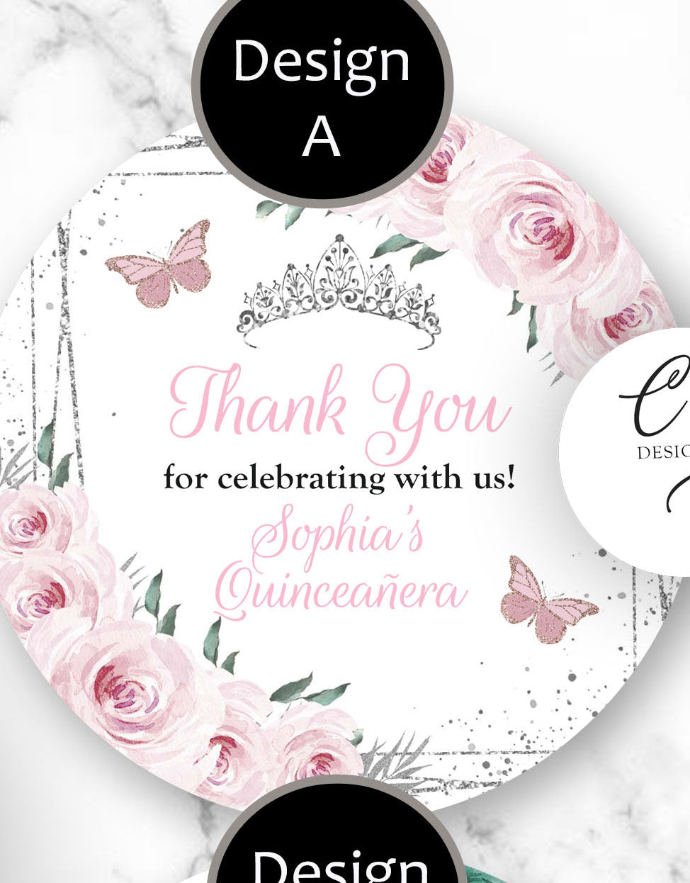 Quinceanera Sweet Sixteen Stickers, 1.5", 2", or 3" Round