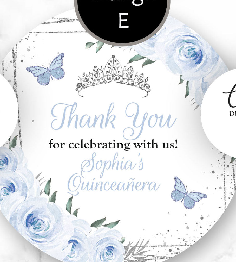 Quinceanera Sweet Sixteen Stickers, 1.5", 2", or 3" Round