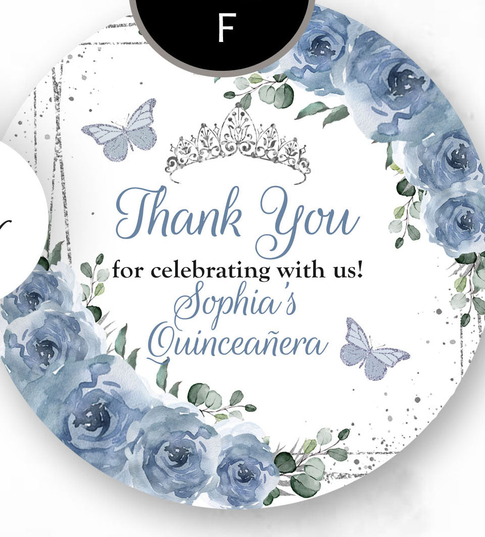 Quinceanera Sweet Sixteen Stickers, 1.5", 2", or 3" Round